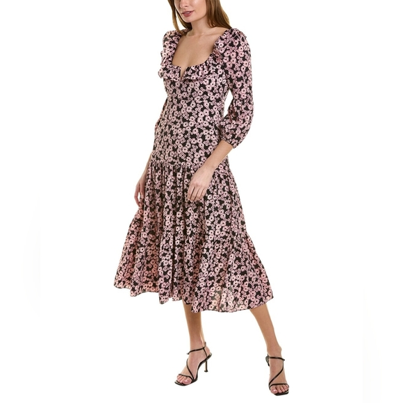 Likely Dresses & Skirts - Nwt LIKELY Bella Black Pink Floral Midi Dress 4